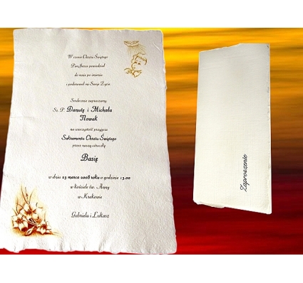personalizowane zaproszenia na chrzest papier czerpany